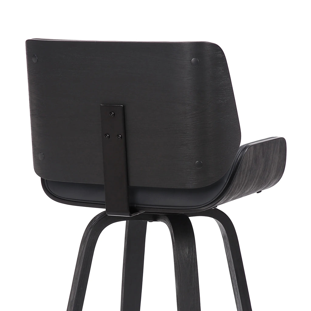 Faux Leather Wood Swivel Counter Stool in Gray/Black T59646
