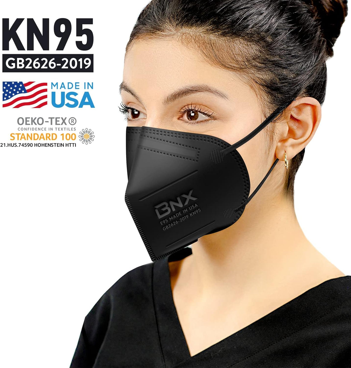 Black KN95 Disposable Particulate Respirator Mask, 50 Pack R8580