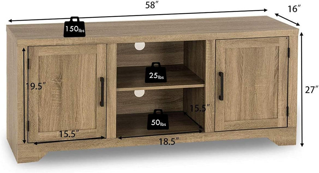 Farmhouse Barn Wood TV Stand with Doors and Shelves A600835
