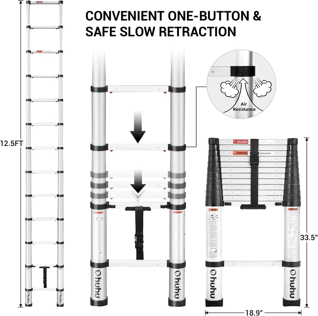 Telescoping Aluminum 12.5 FT Extension Ladder M509861