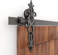 6.6FT Single Sliding Barn Door Hardware Kit Black Carbon Steel Flat Track System 5-Piece Rails Pack of 2 B281