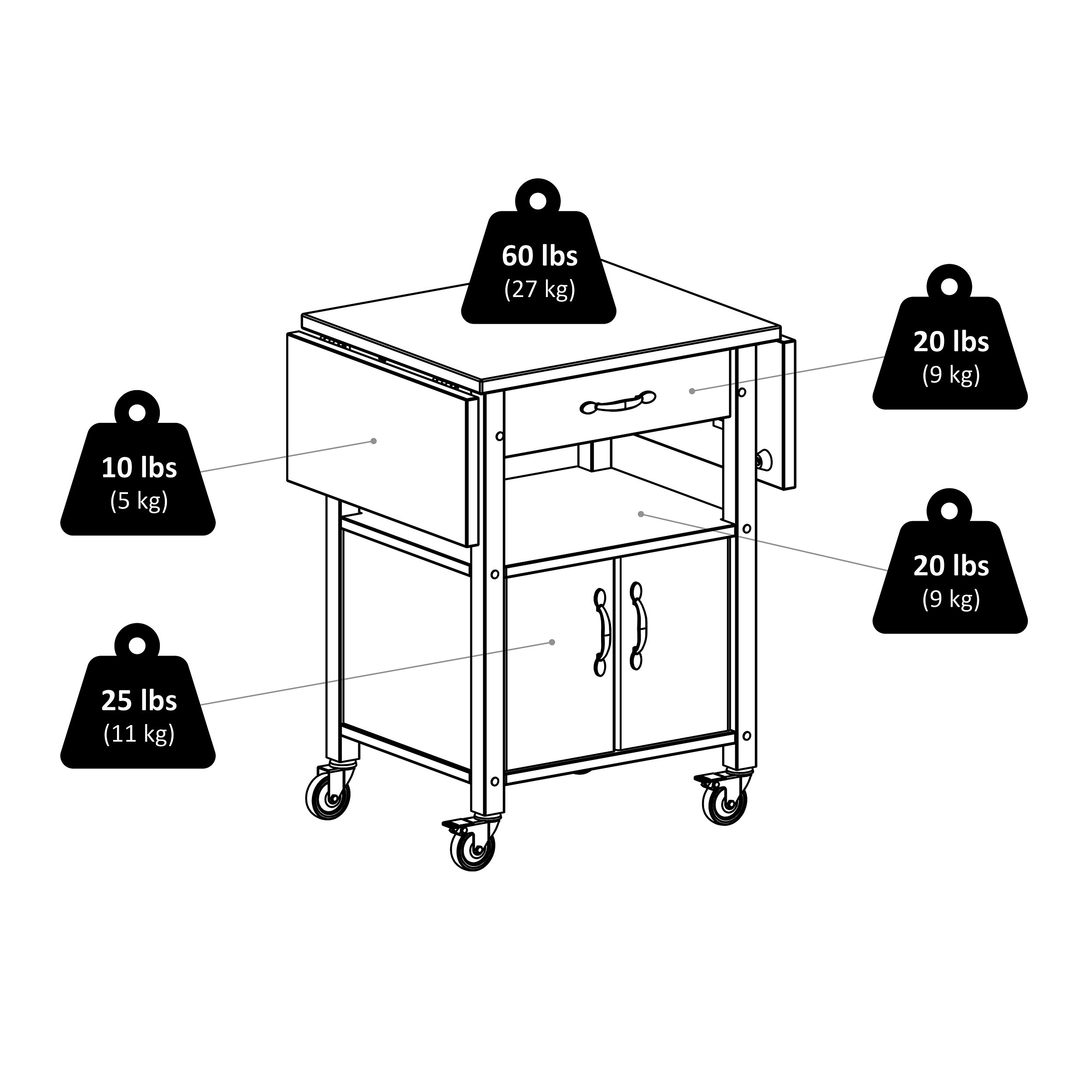 Drop-Leaf Kitchen Cart Y207885