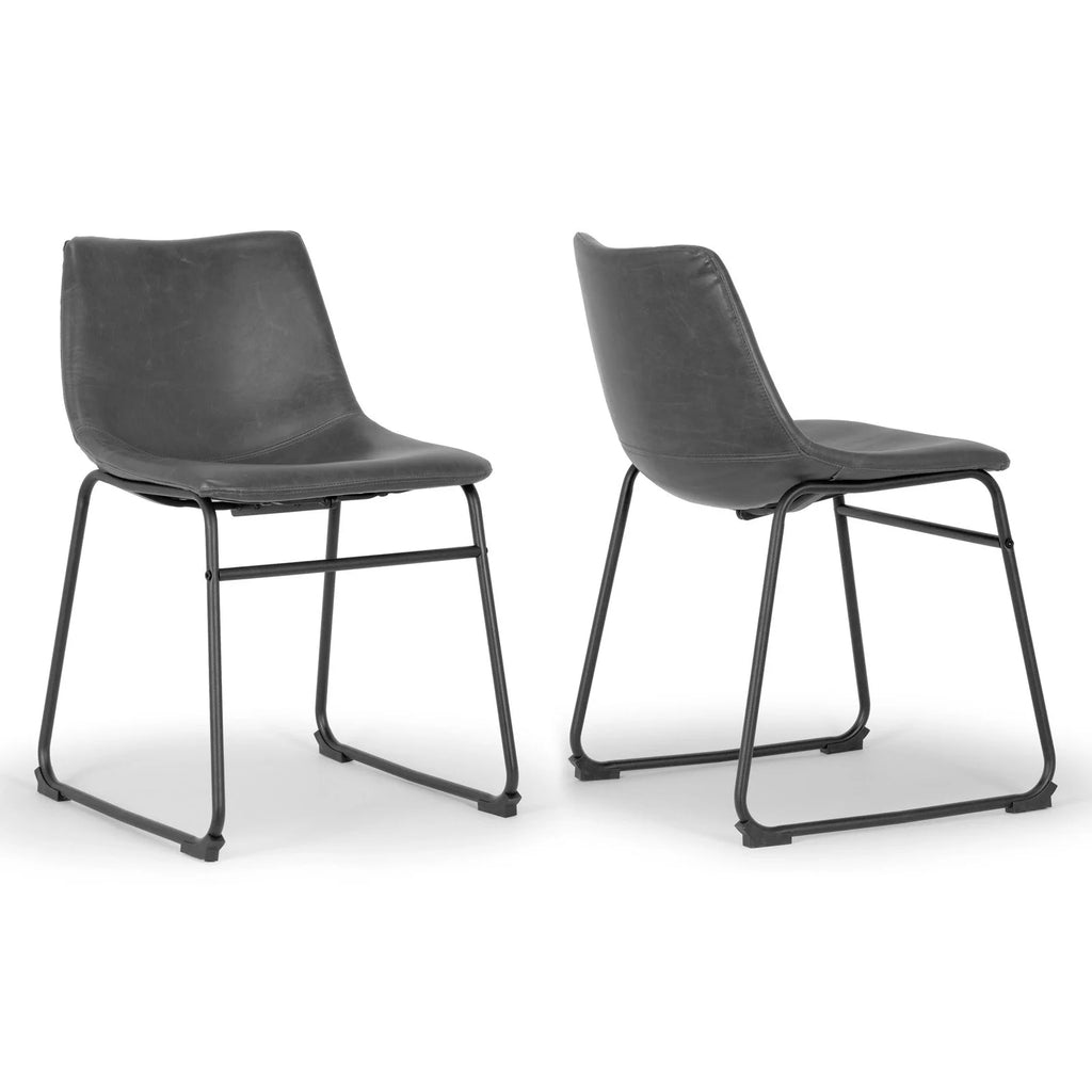 Gray Faux Leather Dining Chairs Set of 2 F532