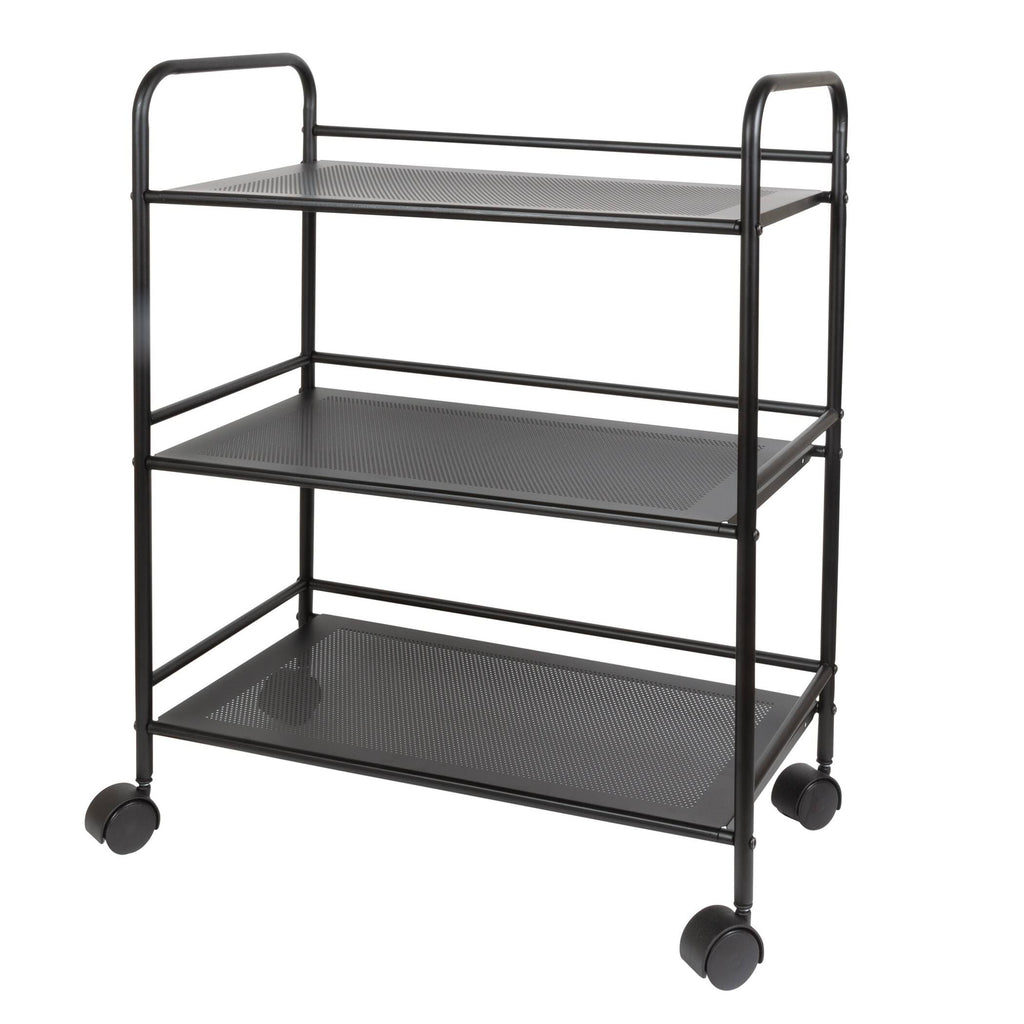 3 Tier Metal Cart with Wheels, Black J3044