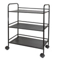 3 Tier Metal Cart with Wheels, Black J3044
