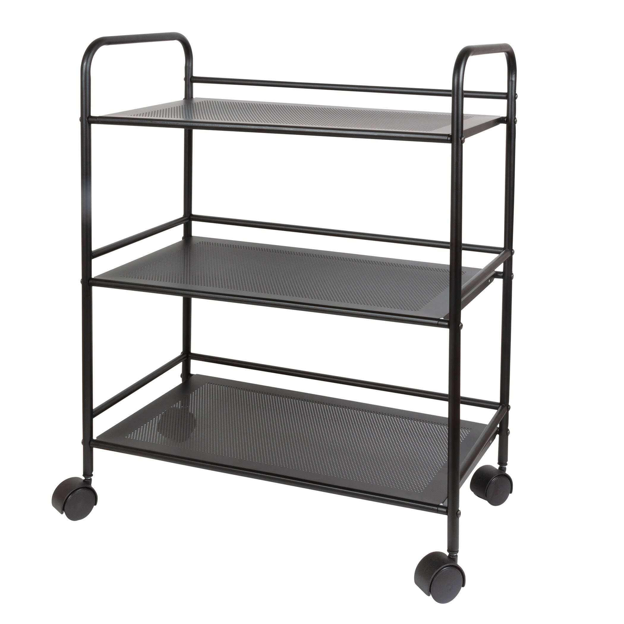 3 Tier Metal Cart with Wheels, Black J3044