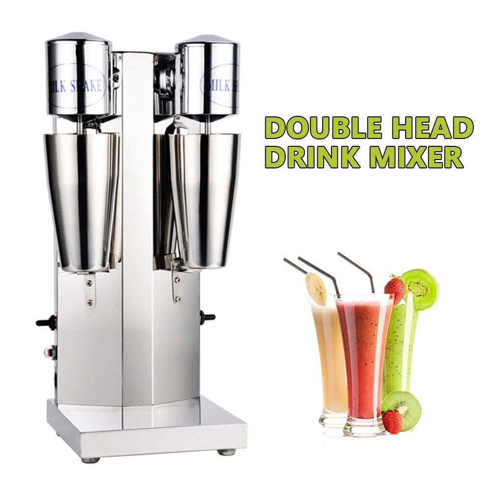 Double Heads Commercial Electric Milkshake Maker Smoothie Blender Stainless Steel 110V 18000RPM R451045