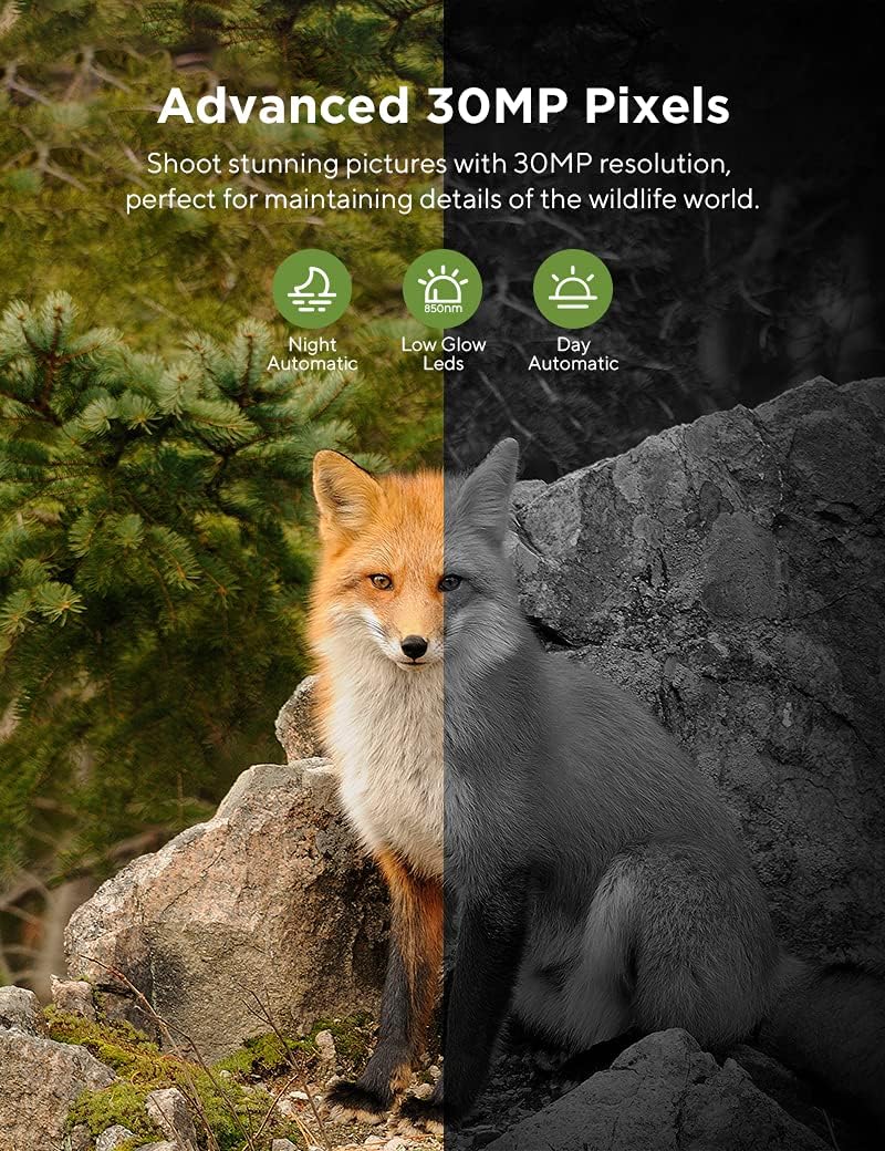 WiFi Bluetooth 30MP 1296P Hunting Camera with IR Night Vision and IP66 Waterproof O38733