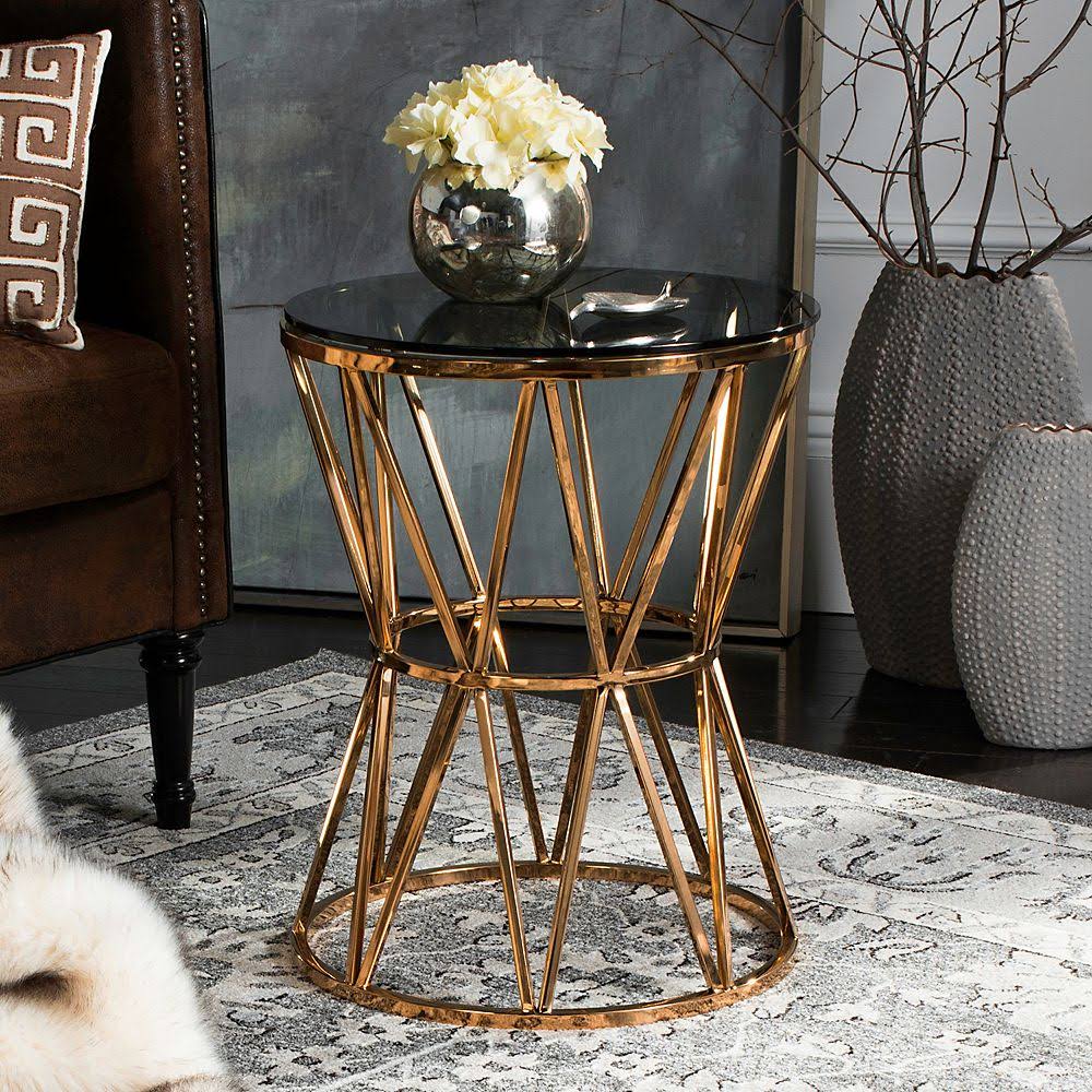 Gold Glass Top End Table G61405