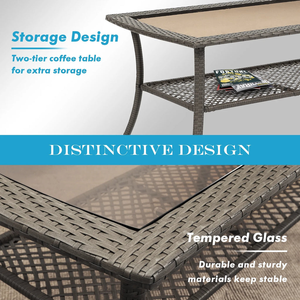5 Pcs Wicker Rattan Conversation Chairs Set, Brown A116227