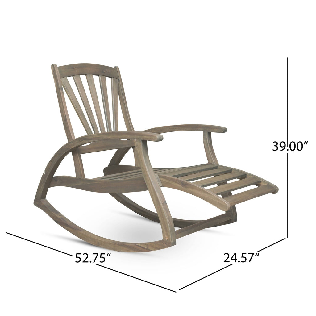 Teak Finish Acacia Rocking Chair with Footrest U3540