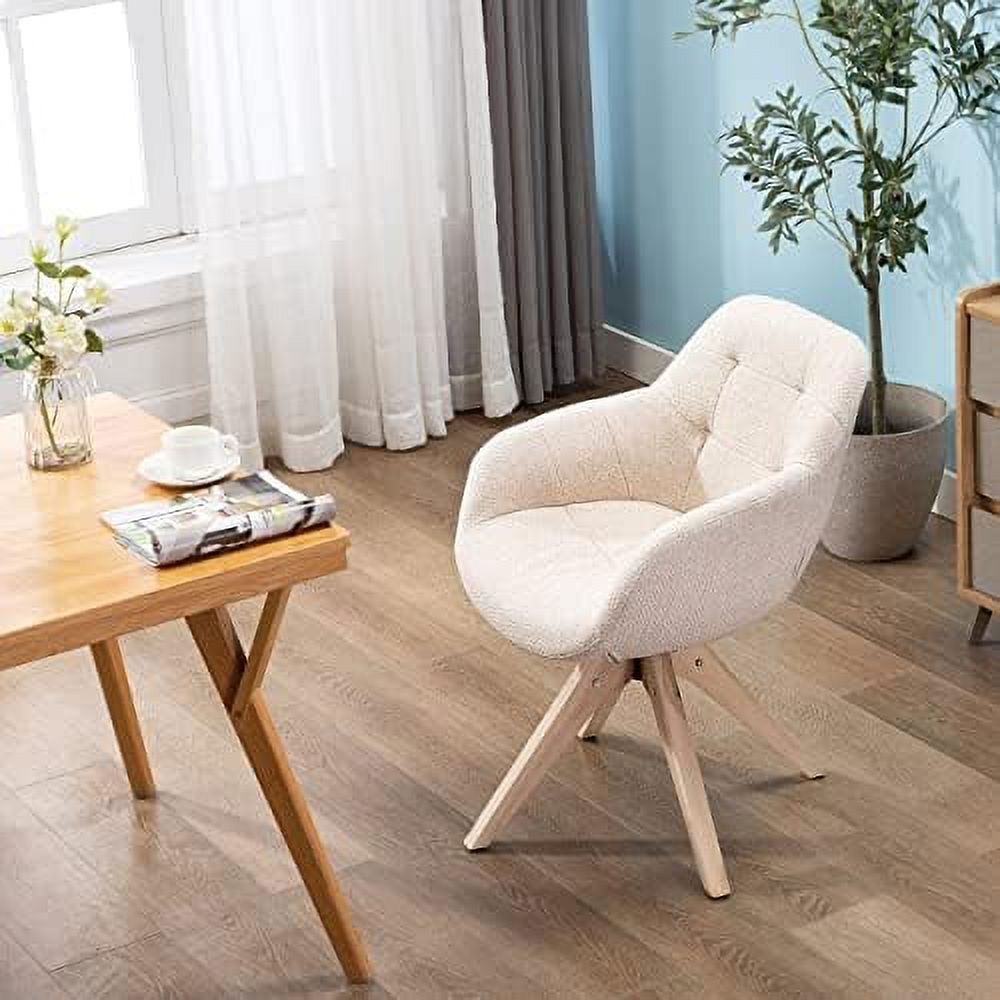 Mid Century Modern Swivel Fabric Accent Chair with Oak Wood Legs I10555