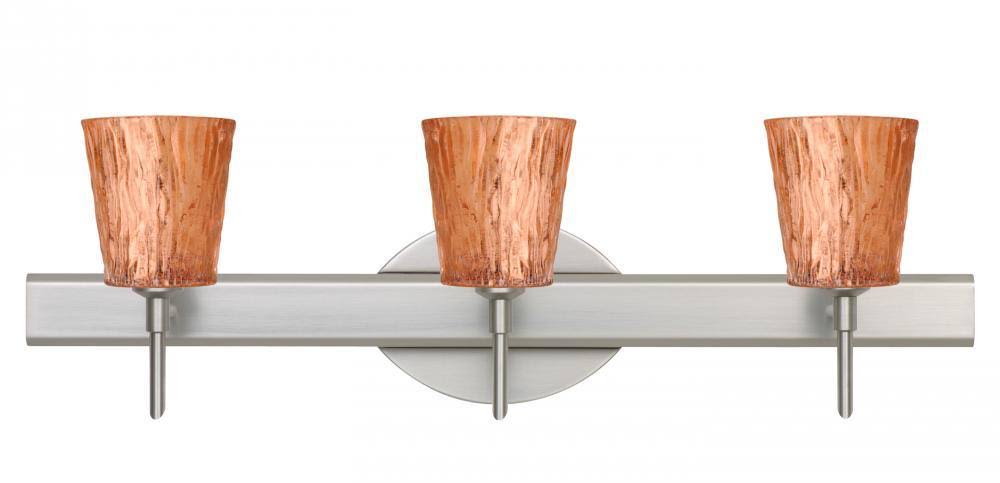 Satin Nickel Stone Copper Foil 3x5W LED Wall Light C826530