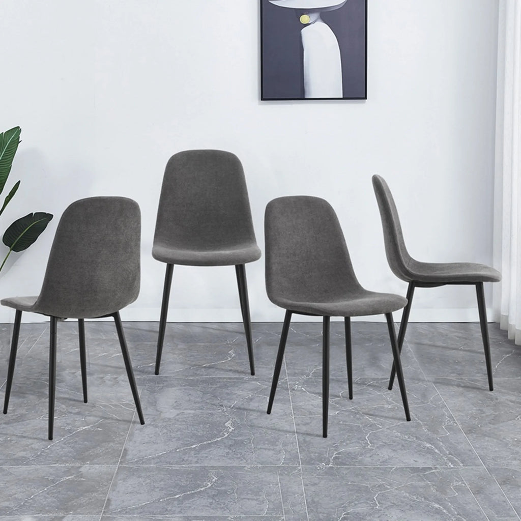 Dining Chairs Set of 4 Upholstered Side Chairs with Suede Fabric Cushion Seat and Metal Legs, Dark Gray H666126