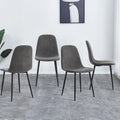 Dining Chairs Set of 4 Upholstered Side Chairs with Suede Fabric Cushion Seat and Metal Legs, Dark Gray H666126