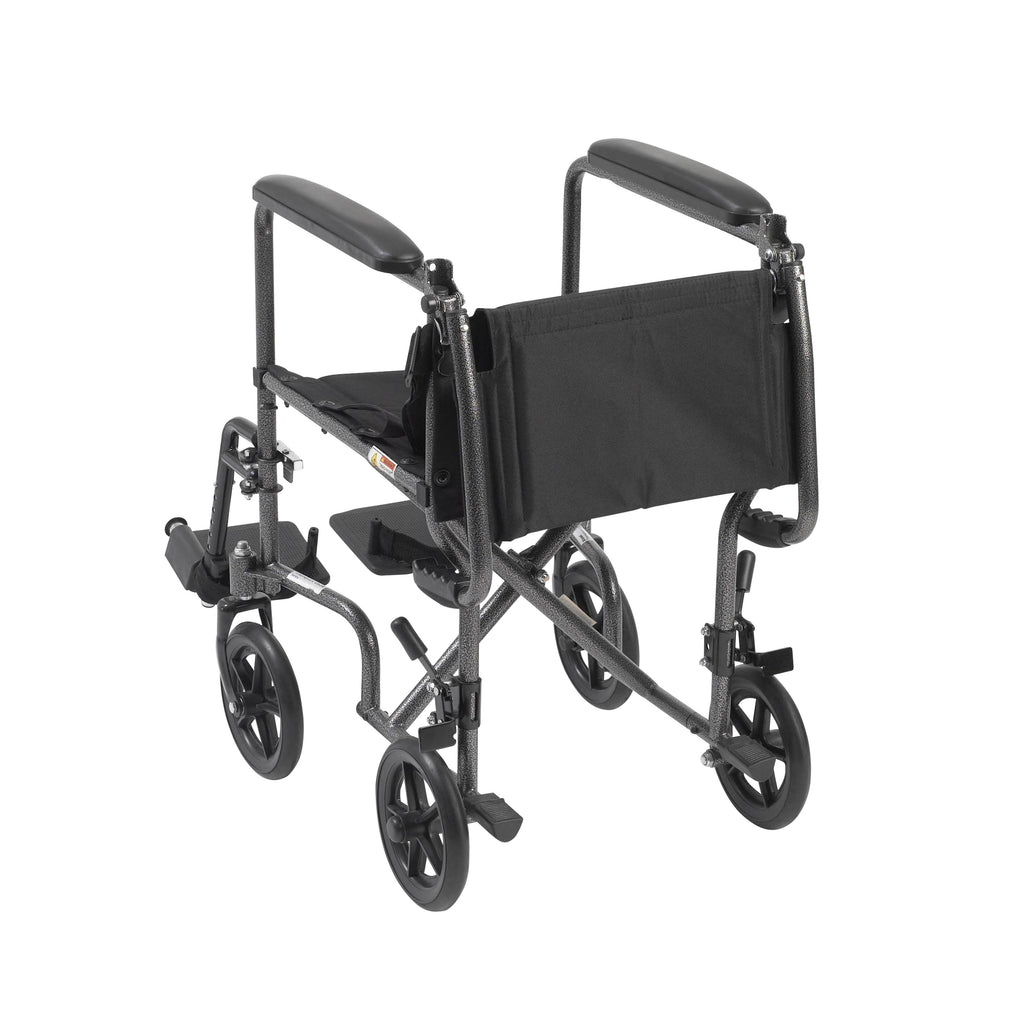 Lightweight Steel Transport Wheelchair Fixed Full Arms 19x22 Seat Y46211