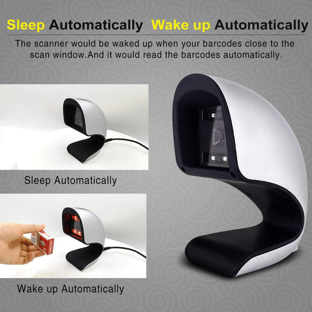 Automatic 1D 2D Omnidirectional Hands-Free USB Barcode Scanner M21698