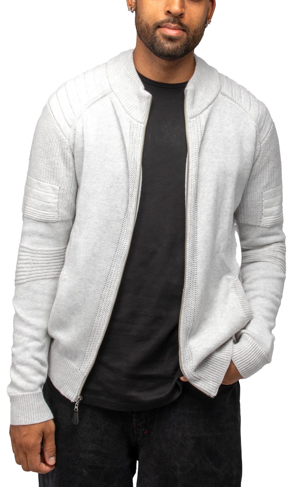 Oatmeal Full Zip Cardigan Sweater O18772