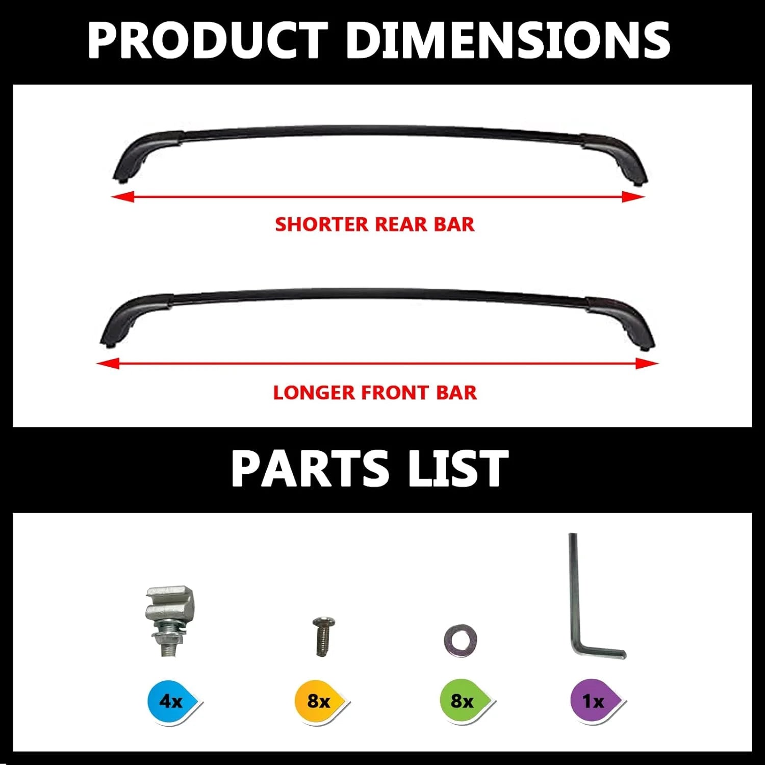 Black Aluminum Roof Rack Crossbars A387
