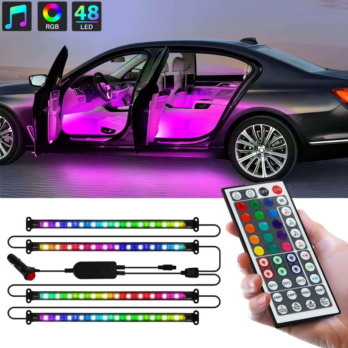 16 Million Colors Music Sync Car LED Lights P4252