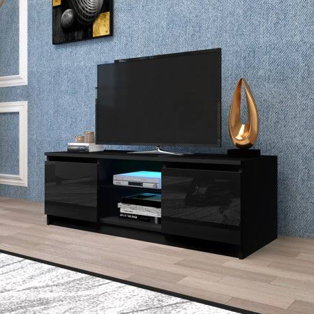 Glossy LED Entertainment Stand for 55 inch TV with 2 Large Drawers O265743