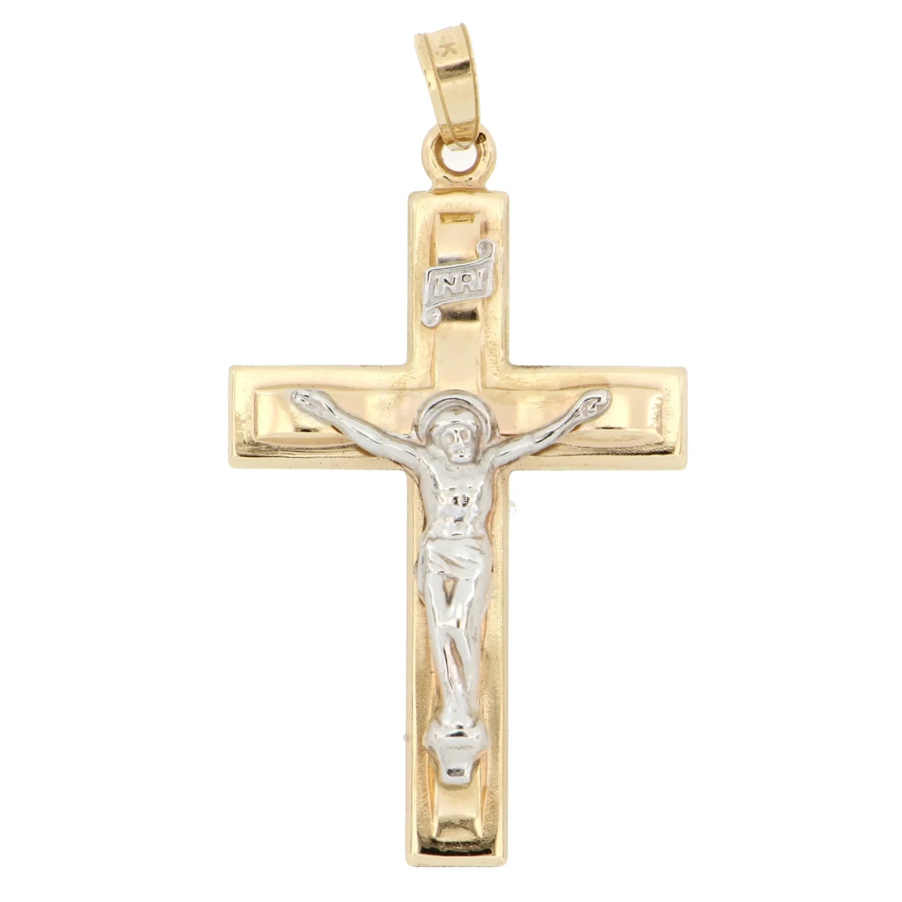 14 KT Two Tone Gold Crucifix J56176