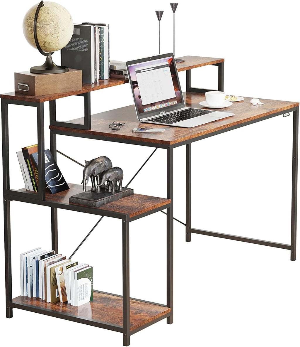 54” Small Desk with Monitor Stand and Storage Shelf Z722
