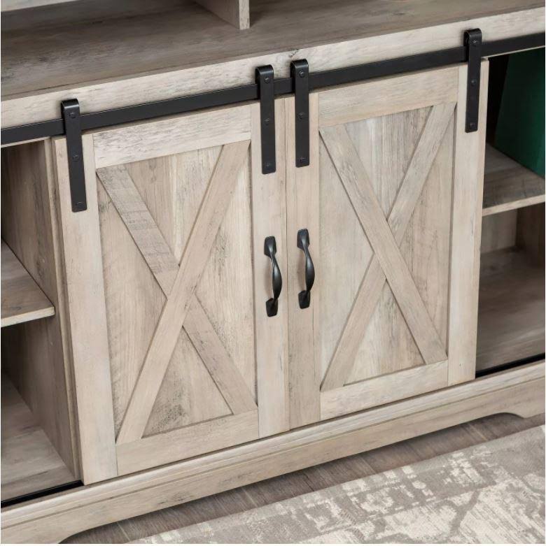 Gray Wash Sliding Barndoor TV Highboy Storage Stand K935934