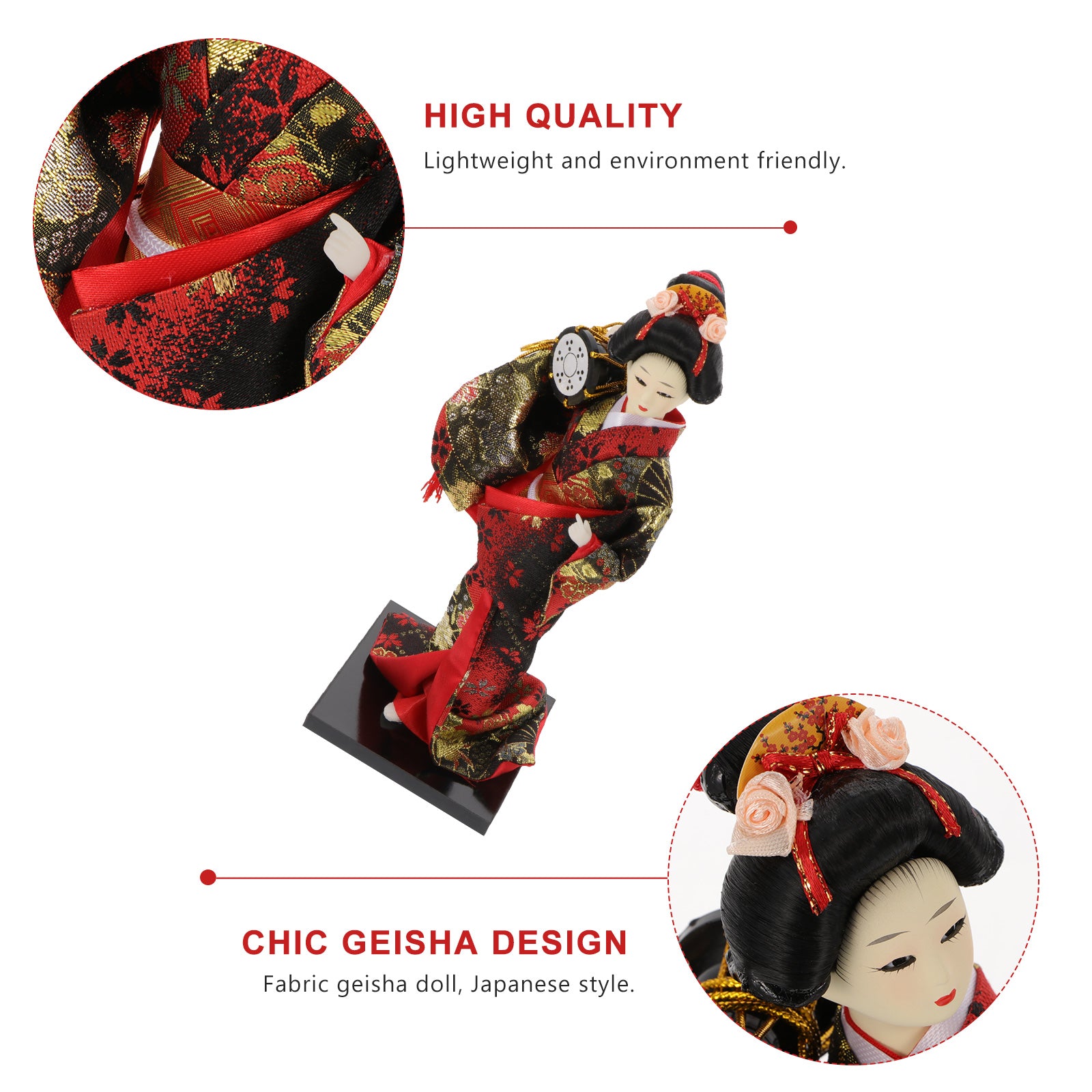 2 Pc Silk Geisha Dolls Japanese Folk Crafts A30613