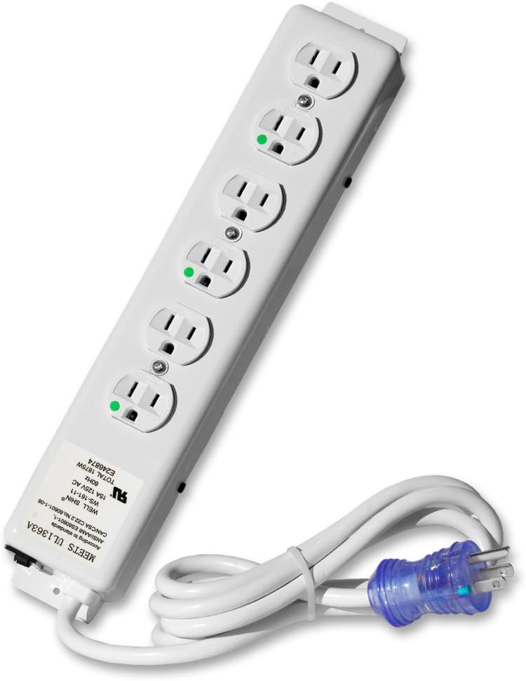 6 Outlet Hospital Grade Power Strip with 6ft Cord, Pack of 2 Z350