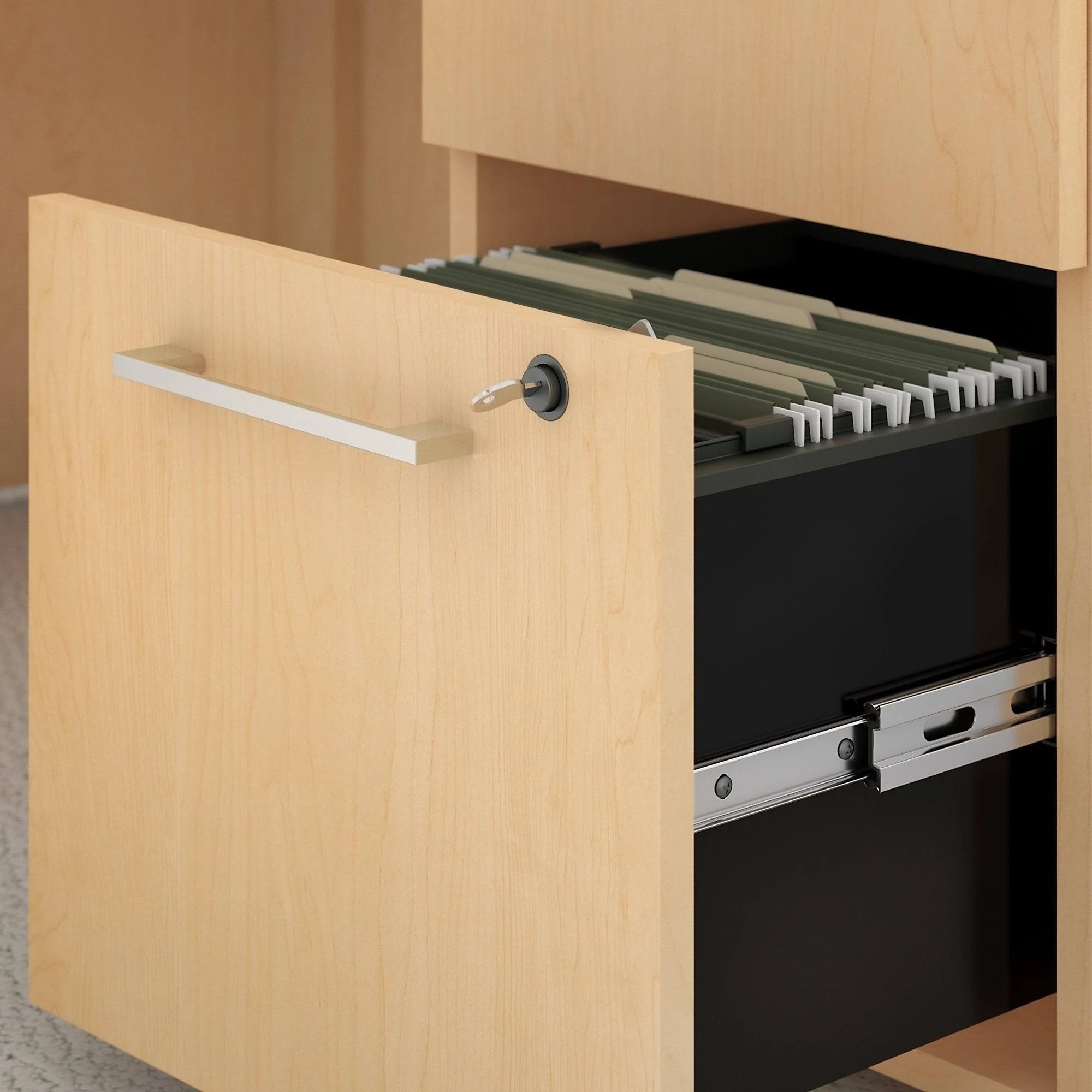 Natural Maple Table Desk with 3 Drawer Mobile File Cabinet U4747