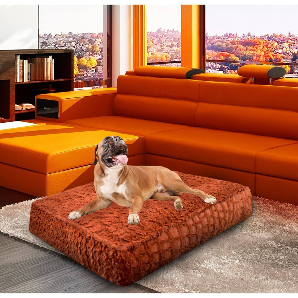 Medium Rectangle Faux Fur Dog Cat Bed W753