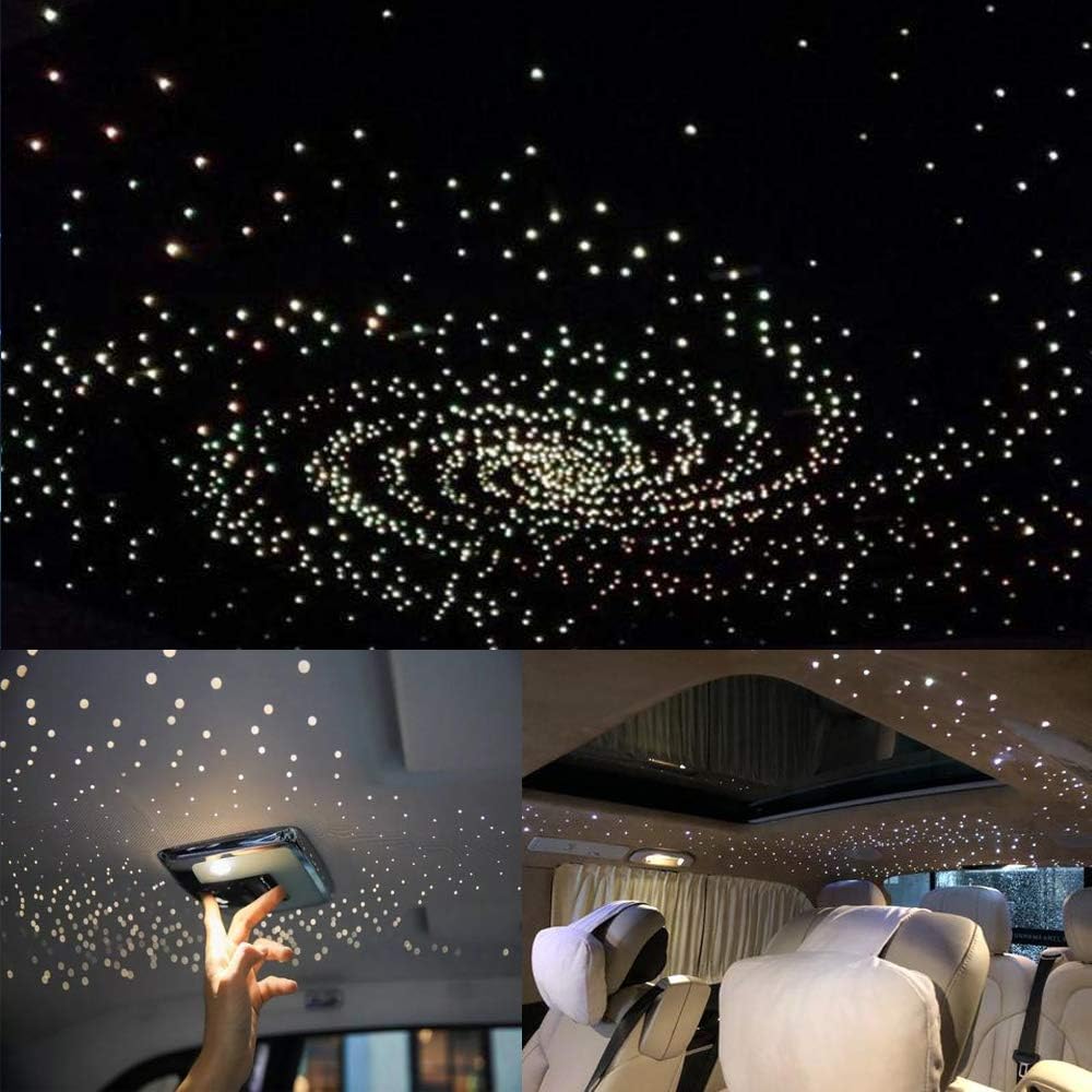 32W RGBW Twinkle Fiber Optic Lights Kit with 800pcs 16.4ft/5m Mixed Dia. Optical Fiber Cable and Crystals E5288