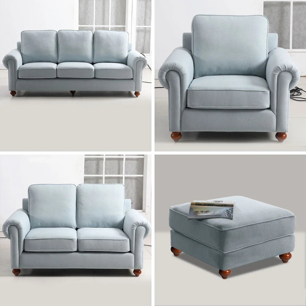 Linen Fabric Sectional Sofa Set, 3 Seater Loveseat P632
