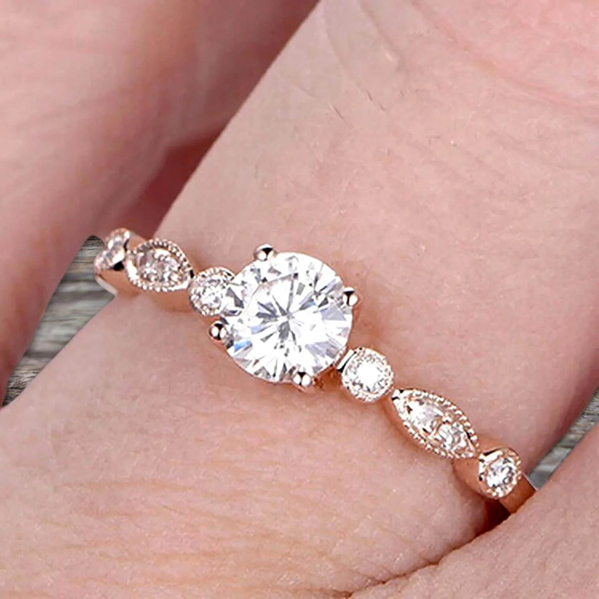 1.50 Carat Moissanite Engagement Ring on 10K Rose Gold K25166