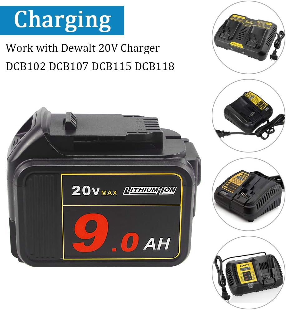 2 Pack 20V 9.0Ah Replacement Battery with Digital Indicator X8929