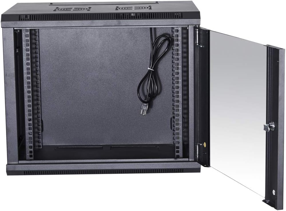 19-Inch Wall Mount Server Rack Cabinet with Locking Tempered Glass Door R1704
