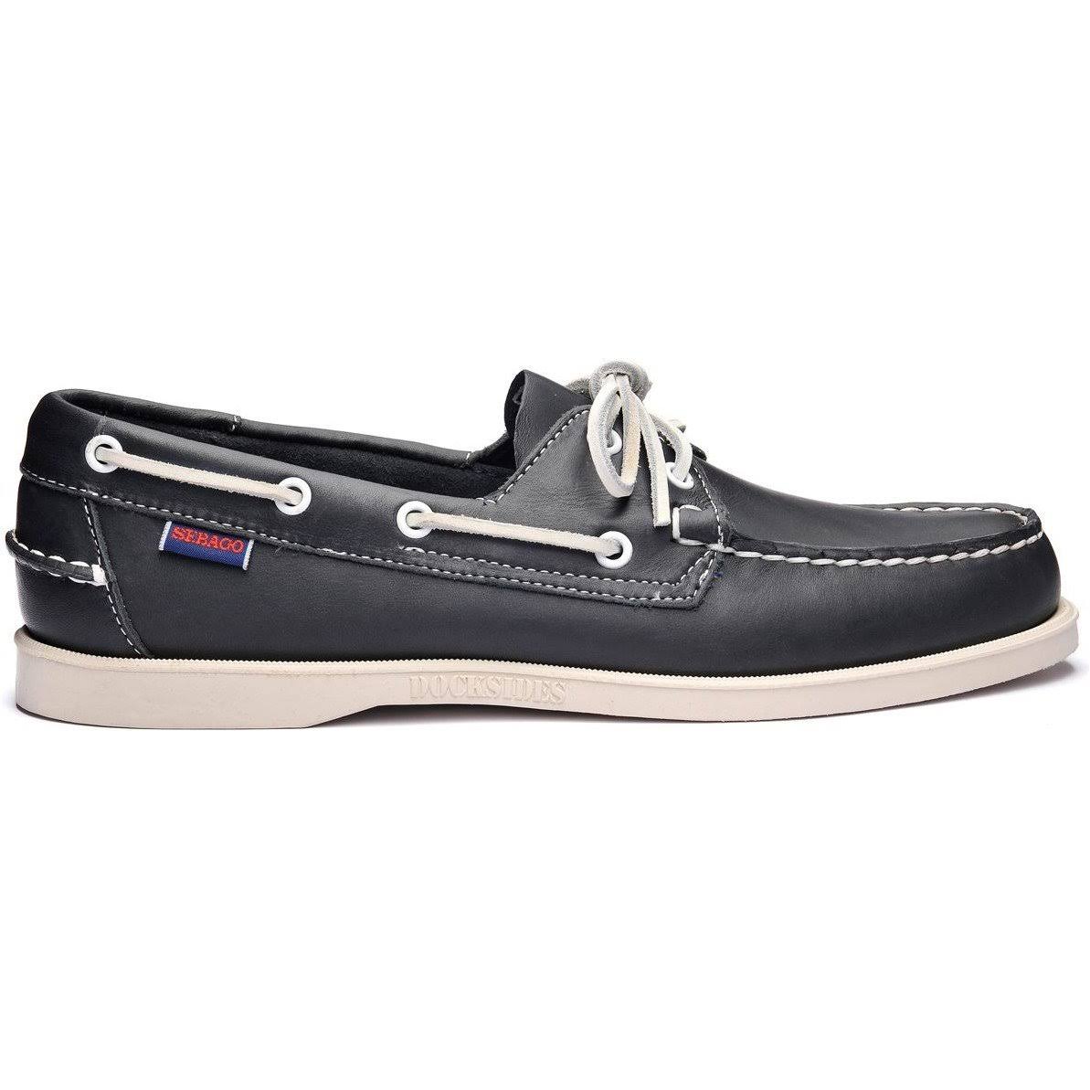 Blue Navy Leather Boat Shoes A297