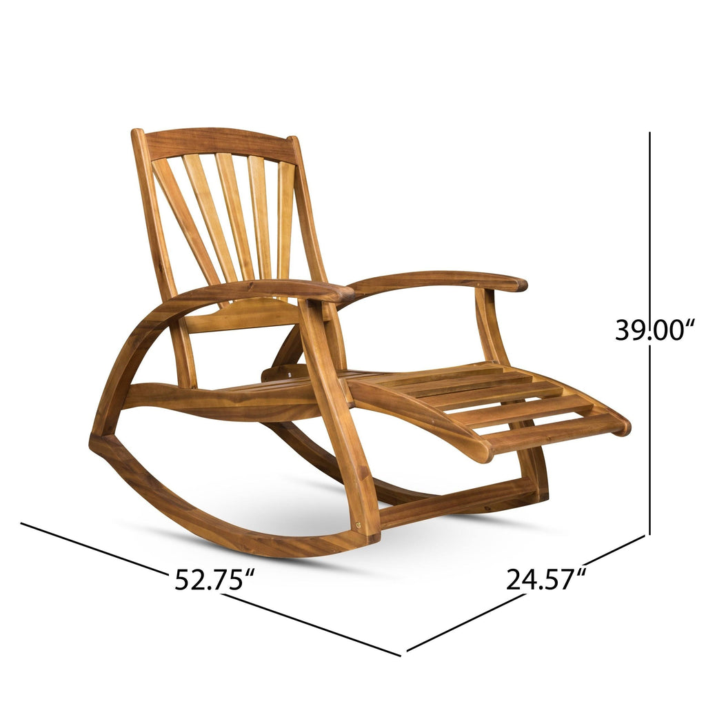 Teak Finish Acacia Rocking Chair with Footrest U3540
