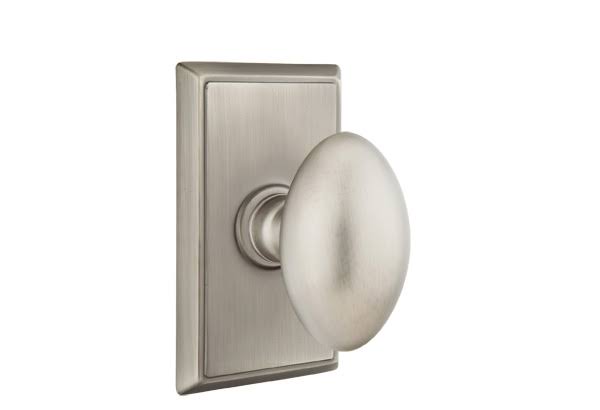 Pewter Passage Set with Rectangular Rosette and Egg Knob K443