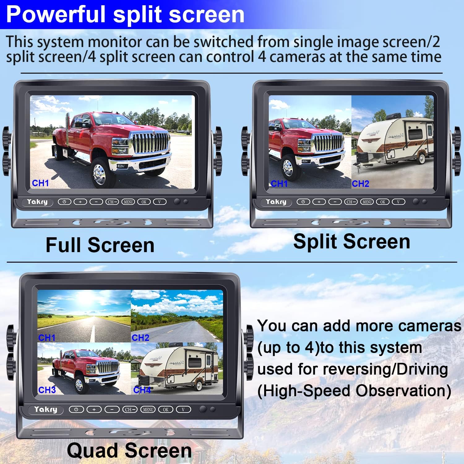 Wireless HD 1080P Backup Camera with 7 Inch Touch Key DVR Monitor X4541