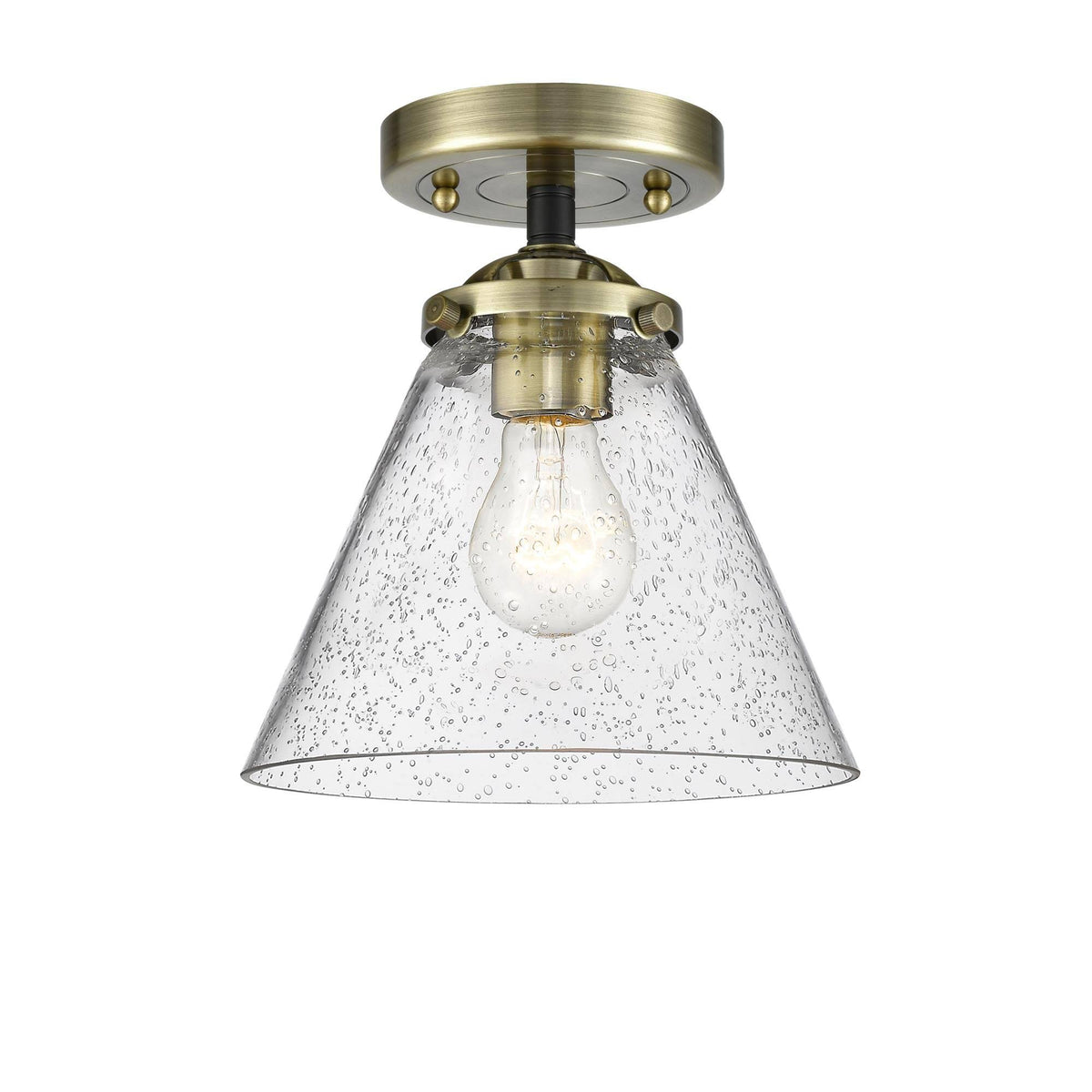 Black Antique Brass Large Cone Semi-Flush Mount T8264