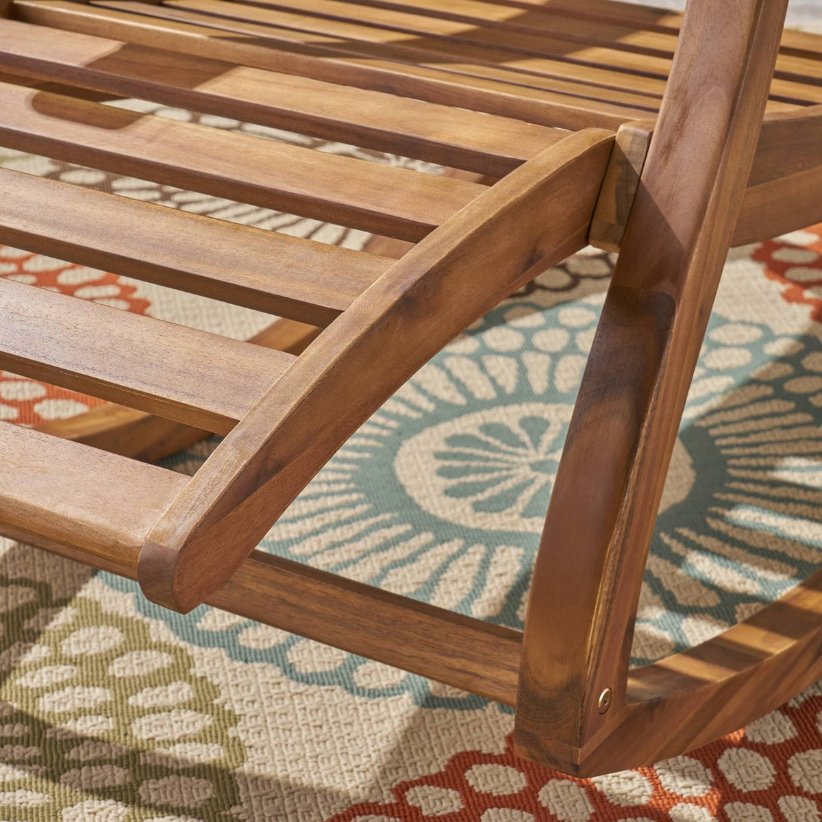 Teak Finish Acacia Rocking Chair with Footrest U3540