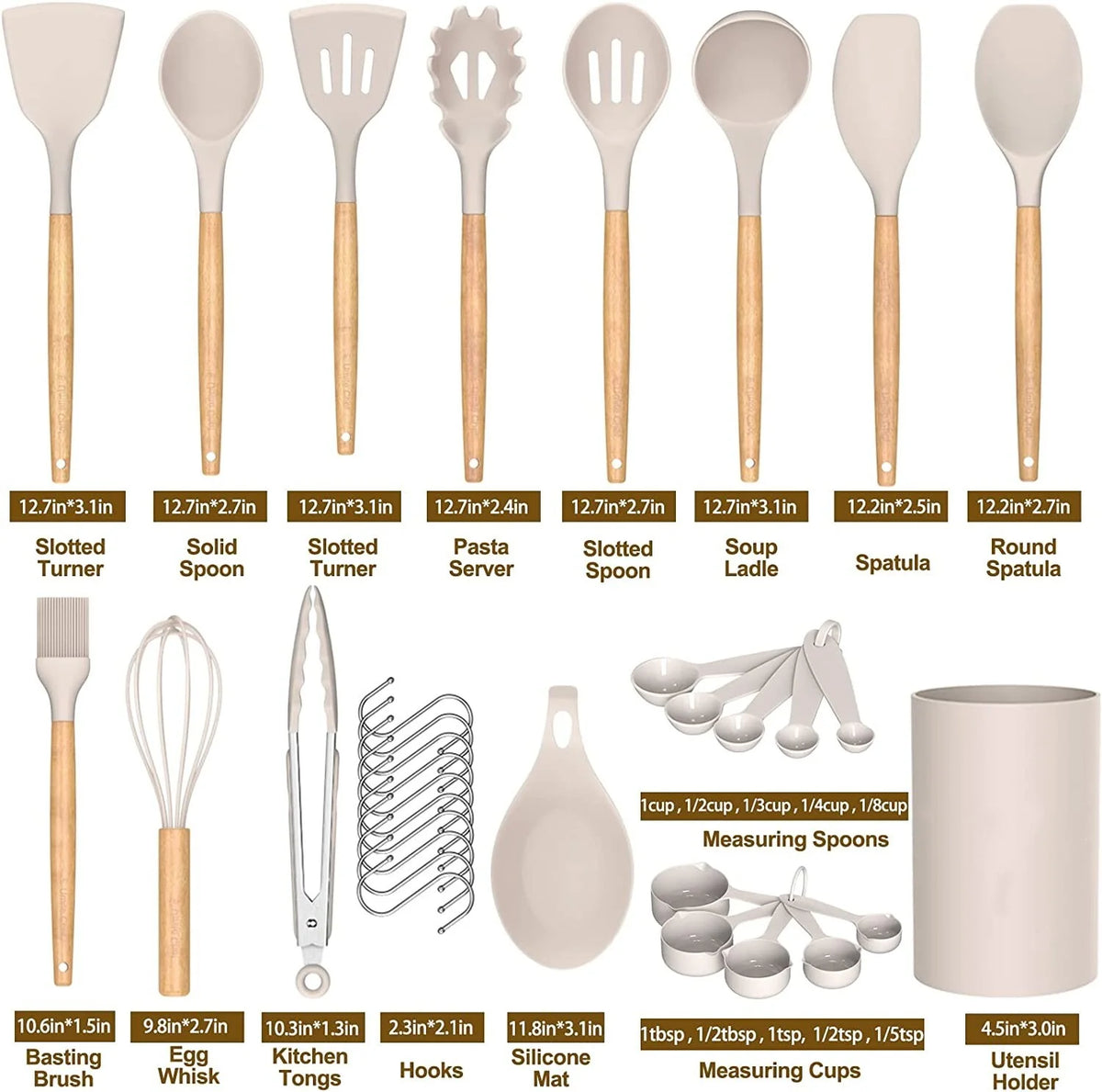 33 Pcs Non-Stick Silicone Cooking Utensil Set with Holder A594966