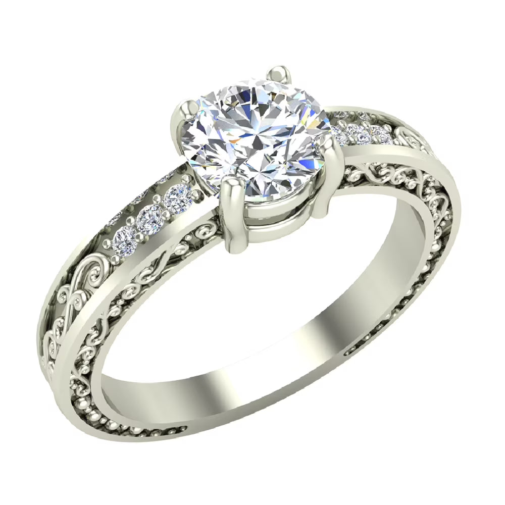 18K White Gold Solitaire Wedding Ring K28614