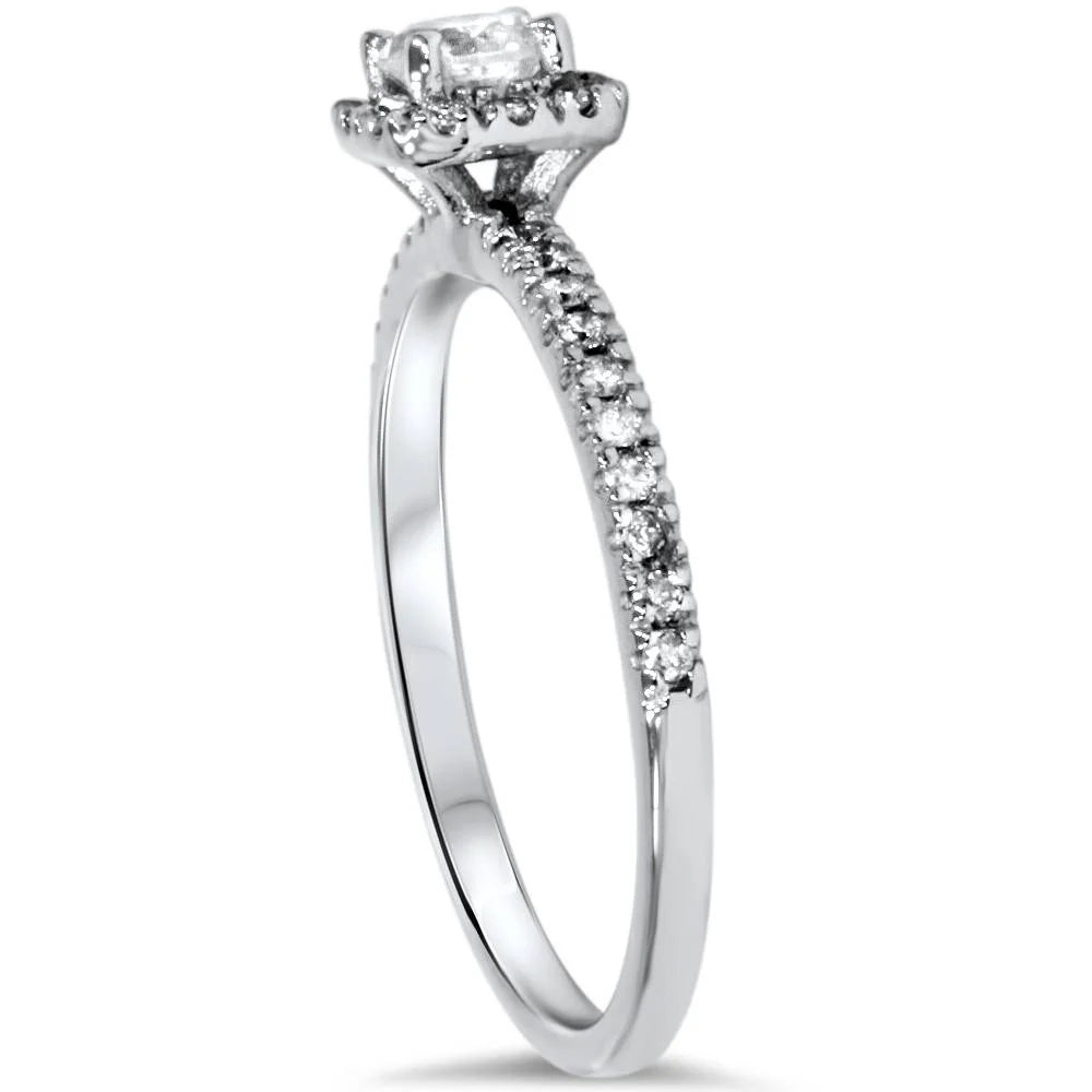 White Gold Real Diamond Engagement Ring Set S39988