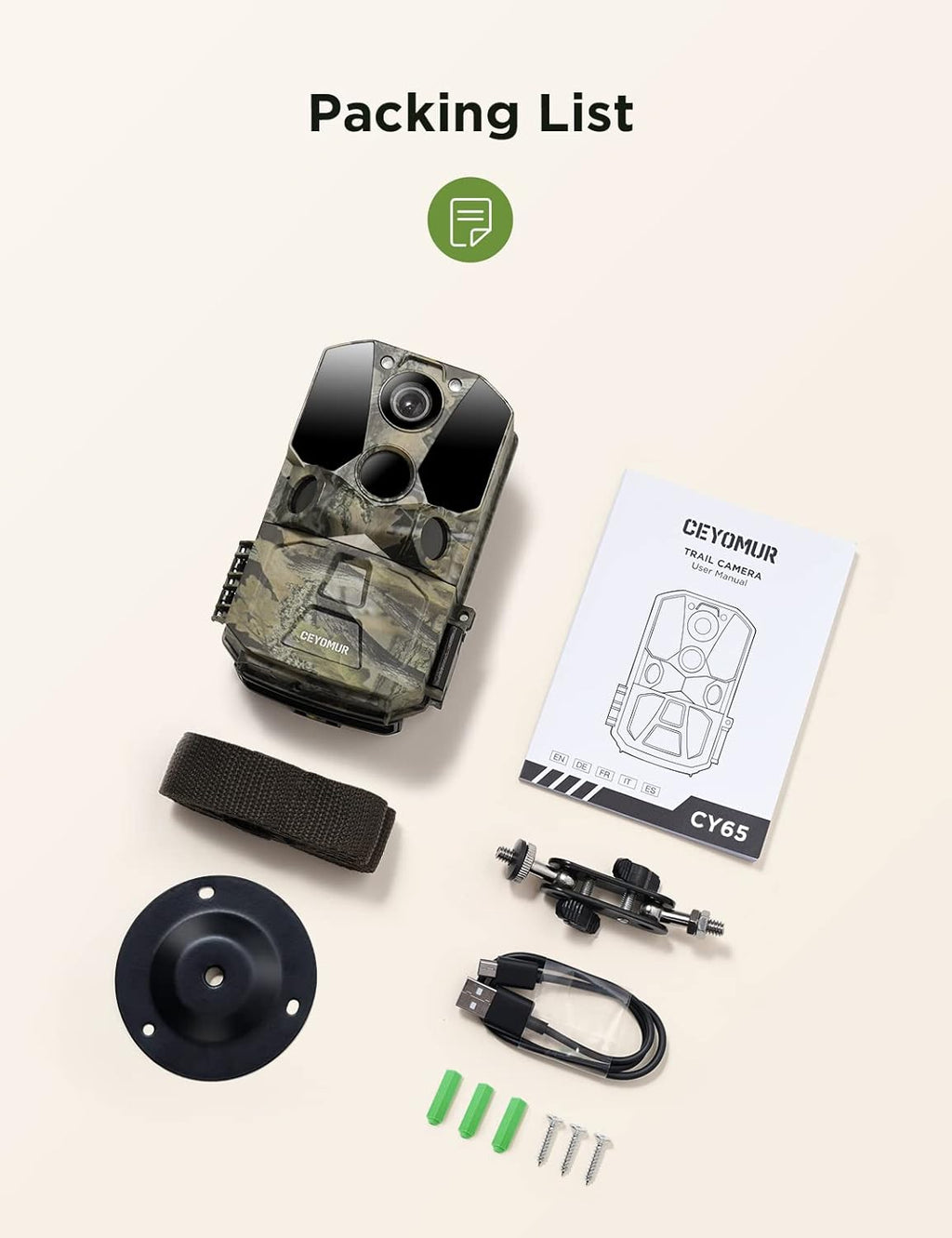WiFi Bluetooth 30MP 1296P Hunting Camera with IR Night Vision and IP66 Waterproof O38733