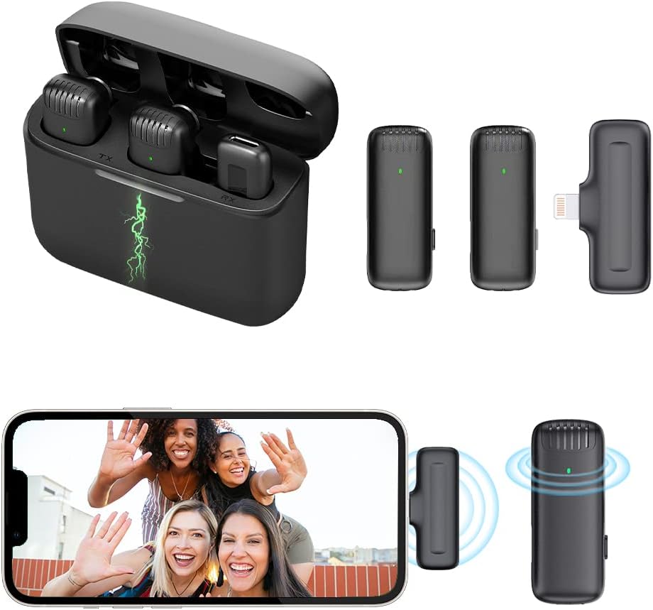 Wireless Lavalier Microphone with Charging Case, Black, Pack of 2 M36342