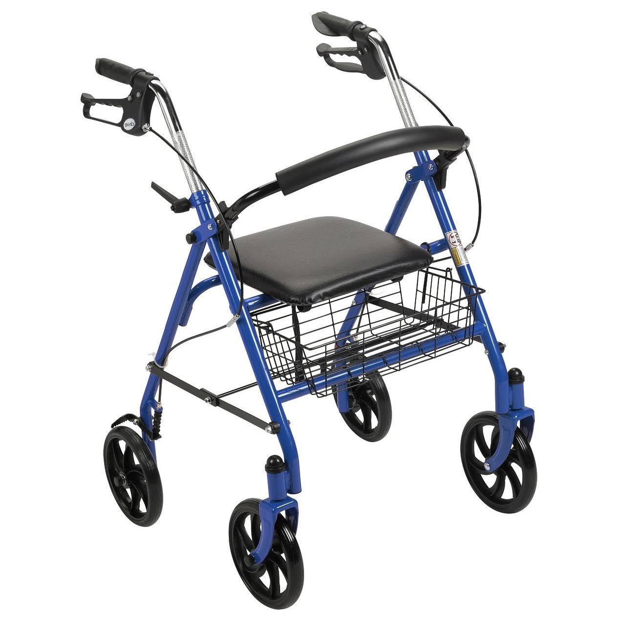 Blue 4-Wheel Rollator Walker with Removable Back Support N410308