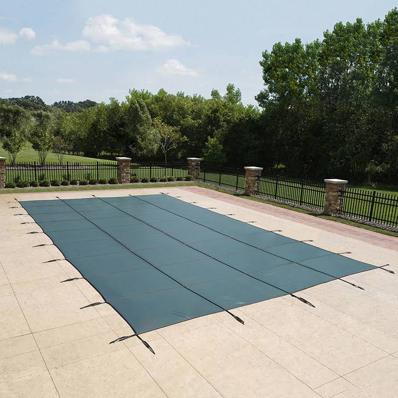Blue 20-Year Ultra Light Solid Safety Cover for 14-ft x 28-ft Pool w/ Left Step X698
